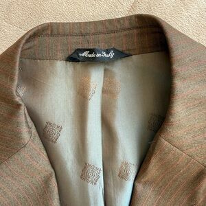 L’UOMO, Italy. Elegant Chocolate color with Red stripes Men's Jacket/Blazer